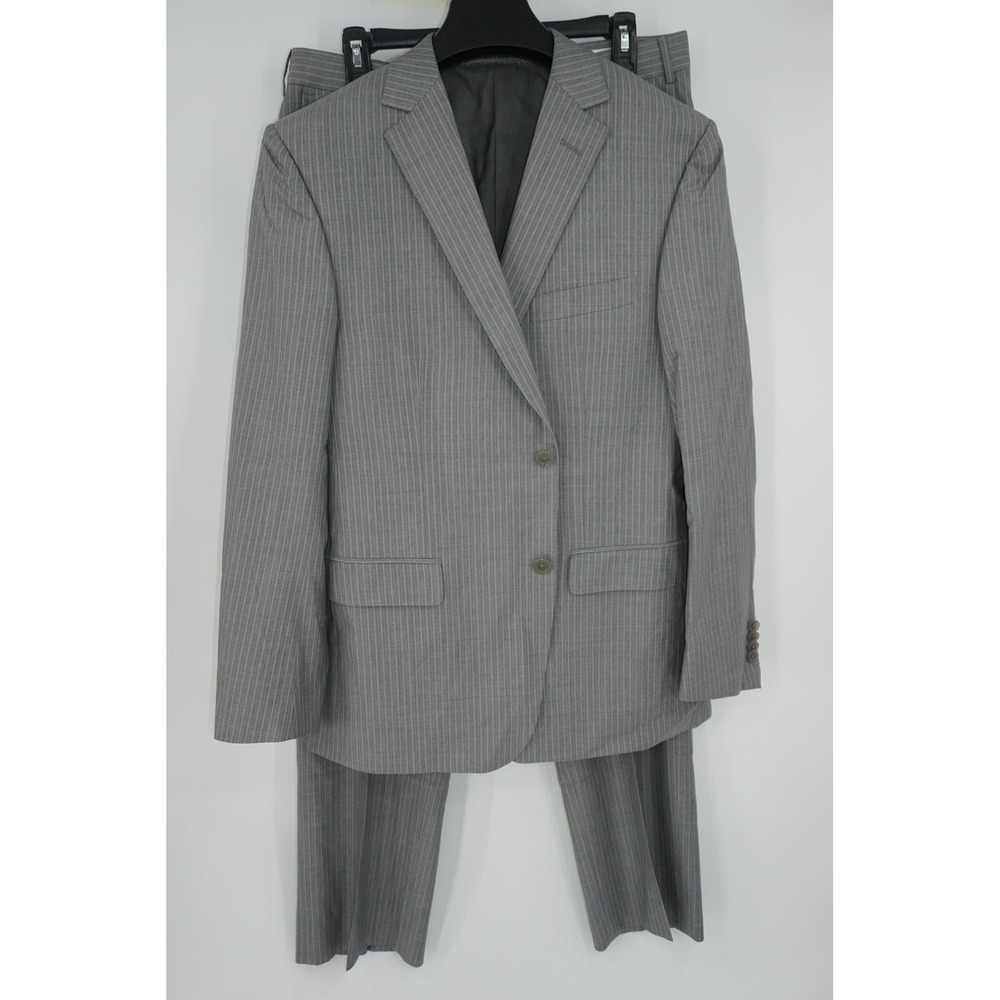 Z Zegna Suit Gray Striped Wool Silk 2 Piece Men's IT 50 Slim 40R US 35x31